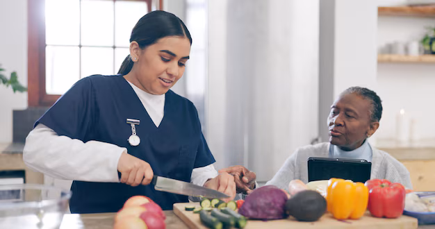 Caregiver preparing a meal